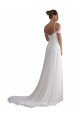 Ivoire Trapèze Épaule Dénudée Balayage train Mousseline Plage Robes de mariée Grossiste