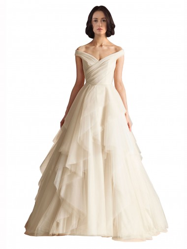 Ivoire Trapèze Épaule Dénudée Tulle Robes de mariée Grossiste