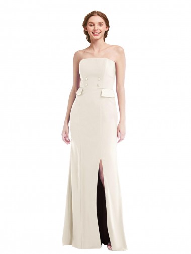 Ivoire Trompette Sans bretelle Crêpe Stretch Longue Robes demoiselle d'honneur / Robes de bal Grossiste
