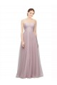 Light Lilac Trapèze Tulle Dentelle Longue Robes demoiselle d'honneur Grossiste