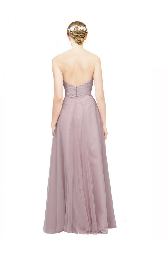 Light Lilac Trapèze Tulle Dentelle Longue Robes demoiselle d'honneur Grossiste