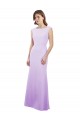 Lilas Colonne Col rond Mousseline Longue Robes demoiselle d'honneur Grossiste