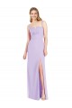 Lilas Sirène Bretelles spaghetti Col V Sans bretelle Mousseline Longue Robes demoiselle d'honneur Grossiste
