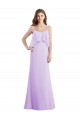 Lilas Trapèze Bretelles spaghetti Scoop Mousseline Longue Robes demoiselle d'honneur Grossiste