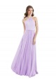 Lilas Trapèze Licou Mousseline Longue Robes demoiselle d'honneur Grossiste