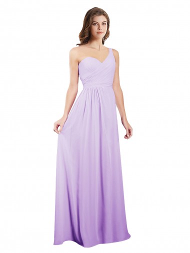 Lilas Trapèze Mousseline Longue Robes demoiselle d'honneur Grossiste