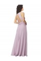 Lueur rose Trapèze Licou Col Haut Mousseline Longue Robes demoiselle d'honneur Grossiste