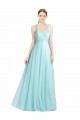 Menthe verte Trapèze Bretelles spaghetti Tulle Longue Robes demoiselle d'honneur Grossiste