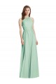 Menthe verte Trapèze Licou Mousseline Longue Robes demoiselle d'honneur Grossiste