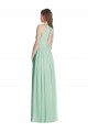 Menthe verte Trapèze Licou Mousseline Longue Robes demoiselle d'honneur Grossiste
