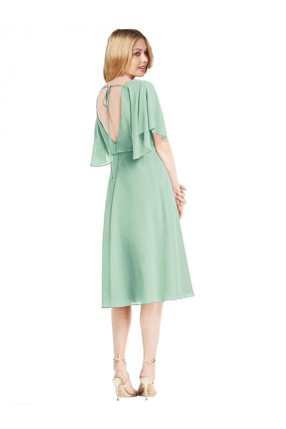 Menthe verte Trapèze Mousseline Courte Robes demoiselle d'honneur Grossiste