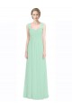 Menthe verte Trapèze Mousseline Dentelle Longue Robes demoiselle d'honneur Grossiste