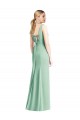 Menthe verte Trompette Col V Mousseline Longue Robes demoiselle d'honneur Grossiste