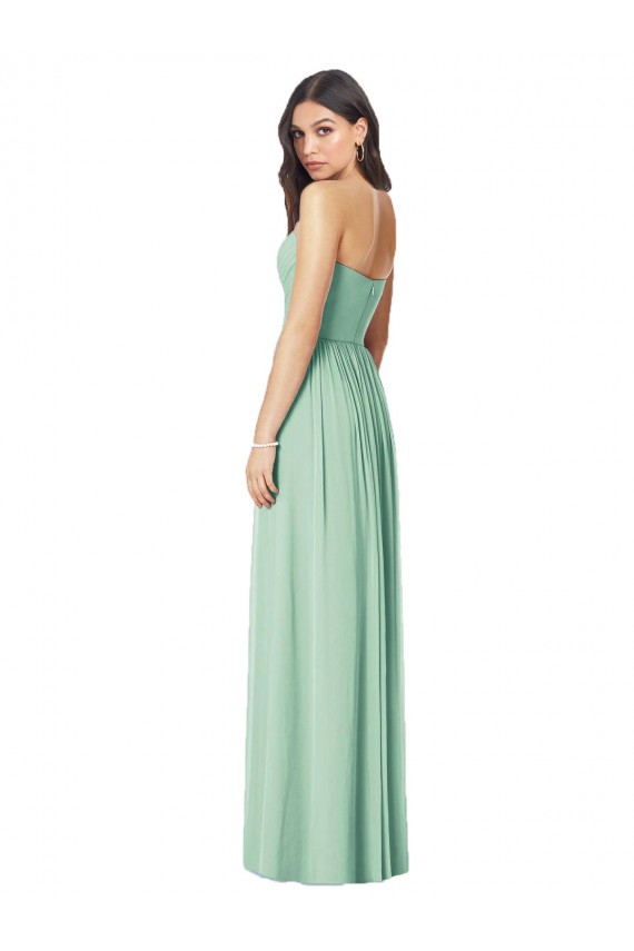 Menthe verte Trompette Sans bretelle Mousseline Longue Robes demoiselle d'honneur Grossiste