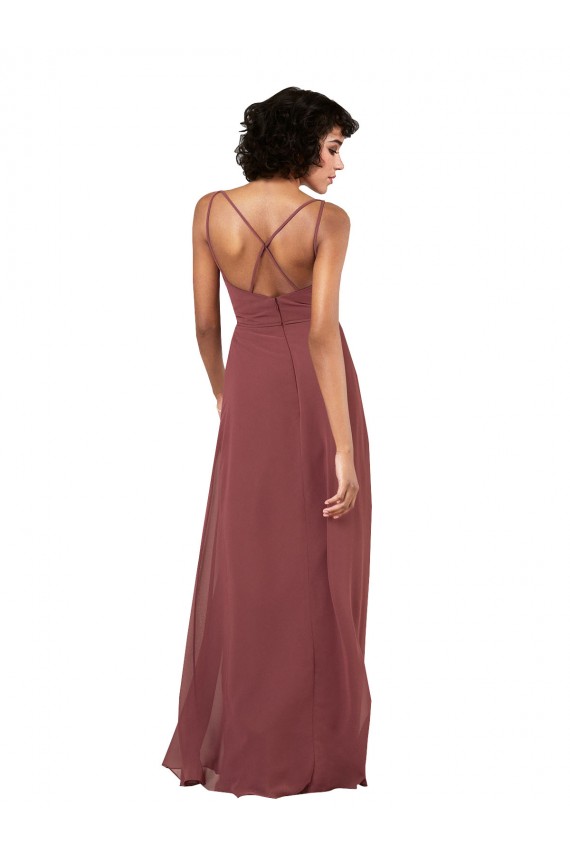 Noir Colonne Col V Mousseline Longue Formelles Robes demoiselle d'honneur / Robes de soirée Grossiste