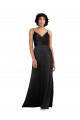 Noir Colonne Col V Satiné Soyeux Longue Asymétrique Formelles Robes demoiselle d'honneur / Robes de soirée / Robes de bal Grossiste