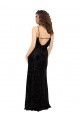 Noir Fourreau Col V Velours Floral Velours Stretch Longue Robes demoiselle d'honneur Grossiste