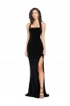Noir Fourreau Licou Col Haut Velours Stretch Longue Robes demoiselle d'honneur / Robes de bal Grossiste