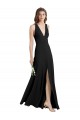 Noir Fourreau Licou Col V Crêpe Stretch Longue Formelles Robes demoiselle d'honneur / Robes de soirée / Robes de bal Grossiste