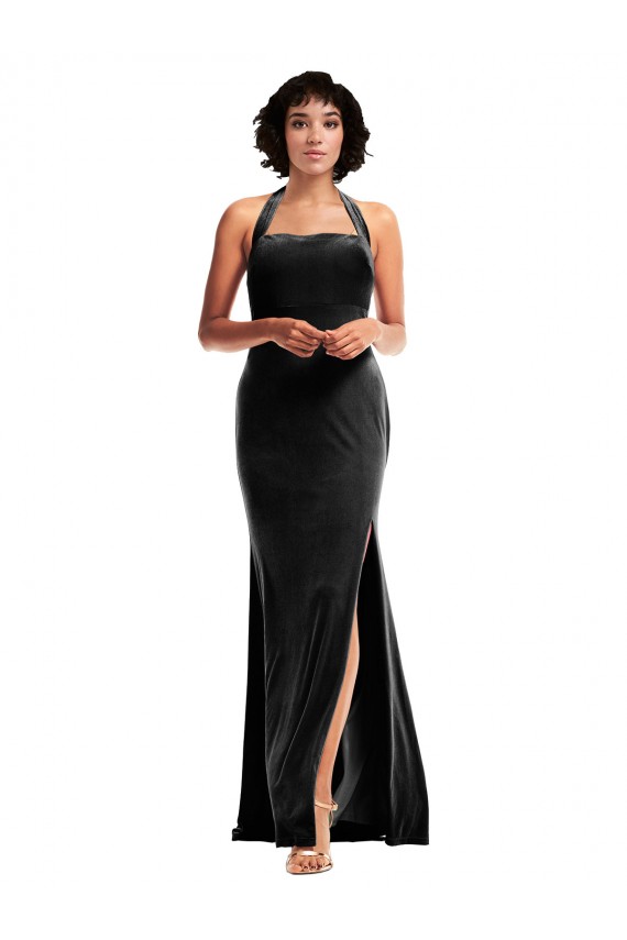 Noir Sirène Licou Velours Stretch Longue Formelles Robes demoiselle d'honneur / Robes de soirée / Robes de bal Grossiste