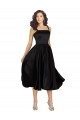Noir Trapèze Col Carré Satiné Courte Robes demoiselle d'honneur / Robes de bal / Robes de cocktail Grossiste