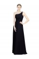 Noir Trapèze Mousseline Longue Robes demoiselle d'honneur Grossiste