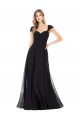Noir Trapèze Mousseline Longue Robes demoiselle d'honneur Grossiste