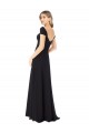Noir Trapèze Mousseline Longue Robes demoiselle d'honneur Grossiste