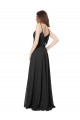 Noir Trapèze Mousseline Longue Robes demoiselle d'honneur Grossiste