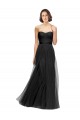 Noir Trapèze Tulle Longue Robes demoiselle d'honneur Grossiste