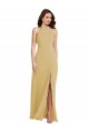 Or Trapèze Licou Mousseline Longue Robes demoiselle d'honneur Grossiste