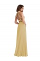 Or Trapèze Licou Mousseline Longue Robes demoiselle d'honneur Grossiste