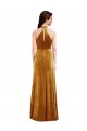 Or Trompette Licou Col Haut Velours Stretch Longue Robes demoiselle d'honneur / Robes de bal Grossiste