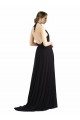 Oyster Argent Trapèze Licou Mousseline Longue Robes demoiselle d'honneur Grossiste