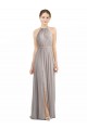 Oyster Argent Trapèze Licou Mousseline Longue Robes demoiselle d'honneur Grossiste