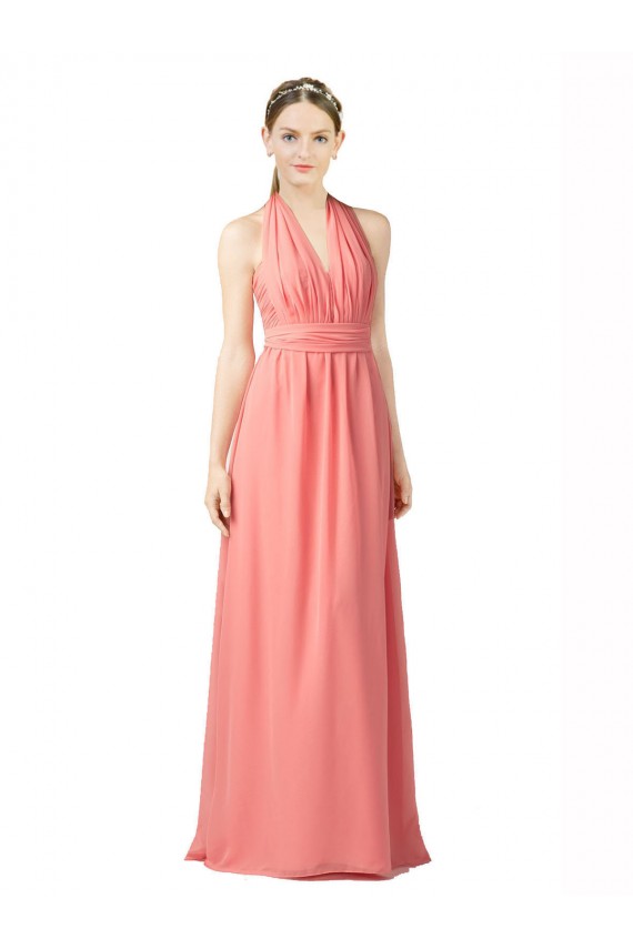 Pastèque Trapèze Licou Mousseline Longue Robes demoiselle d'honneur Grossiste