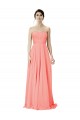 Peach Trapèze Sans bretelle Mousseline Longue Robes demoiselle d'honneur Grossiste