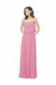 Peau Rose Trapèze Bretelles spaghetti Mousseline Longue Robes demoiselle d'honneur Grossiste