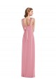 Peau Rose Trapèze Licou Mousseline Longue Robes demoiselle d'honneur Grossiste