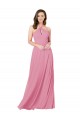 Peau Rose Trapèze Licou Mousseline Longue Robes demoiselle d'honneur / Robes de bal Grossiste