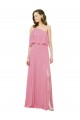 Peau Rose Trapèze Mousseline Longue Robes demoiselle d'honneur Grossiste