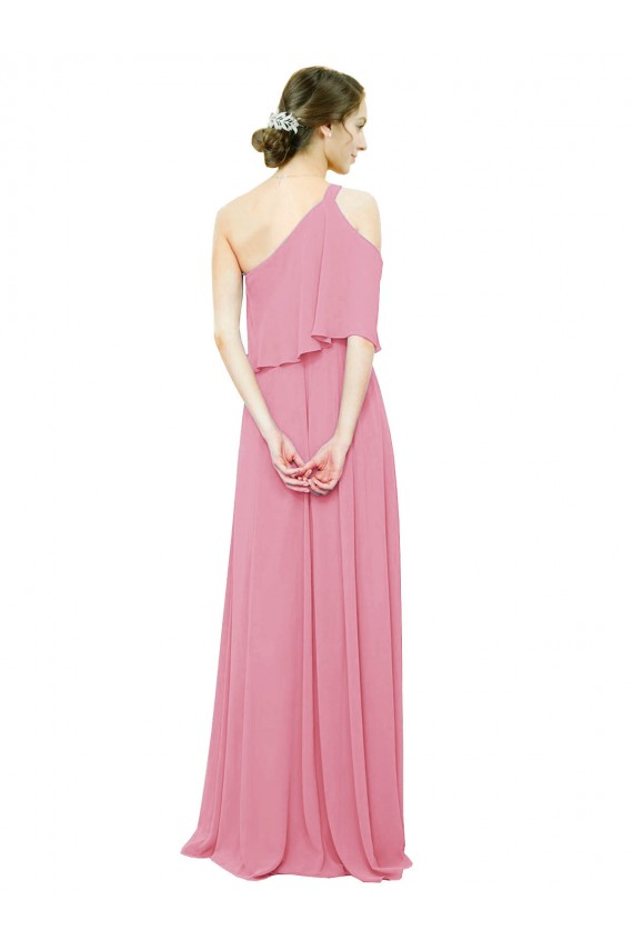 Peau Rose Trapèze Mousseline Longue Robes demoiselle d'honneur Grossiste