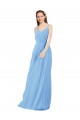 Periwinkle Fourreau Col V Mousseline Longue Robes demoiselle d'honneur Grossiste