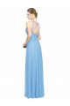 Periwinkle Trapèze Bretelles spaghetti Col V Mousseline Longue Robes demoiselle d'honneur Grossiste