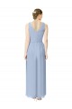 Periwinkle Trapèze Col V Mousseline Longue Robes demoiselle d'honneur Grossiste