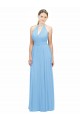 Periwinkle Trapèze Licou Mousseline Longue Robes demoiselle d'honneur Grossiste