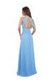 Periwinkle Trapèze Licou Mousseline Longue Robes demoiselle d'honneur Grossiste