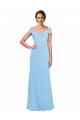 Periwinkle Trapèze Épaule Dénudée Bretelles spaghetti Mousseline Longue Robes demoiselle d'honneur Grossiste