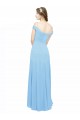 Periwinkle Trapèze Épaule Dénudée Bretelles spaghetti Mousseline Longue Robes demoiselle d'honneur Grossiste
