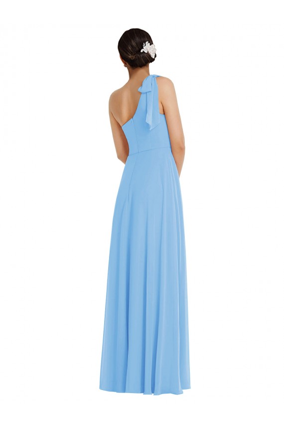 Periwinkle Trompette Mousseline Longue Robes demoiselle d'honneur Grossiste